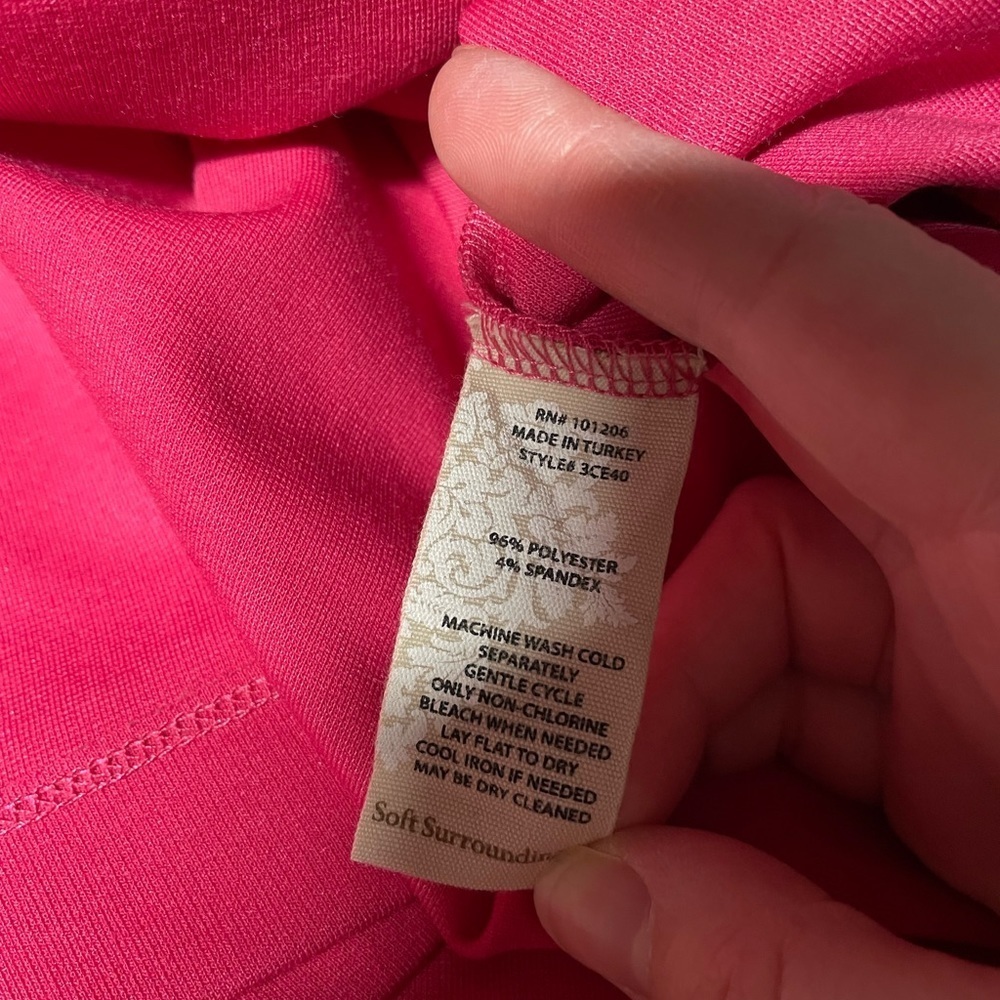 Soft Surroundings tunic length shirt pink popover V-neck top size large petite - Picture 4 of 4